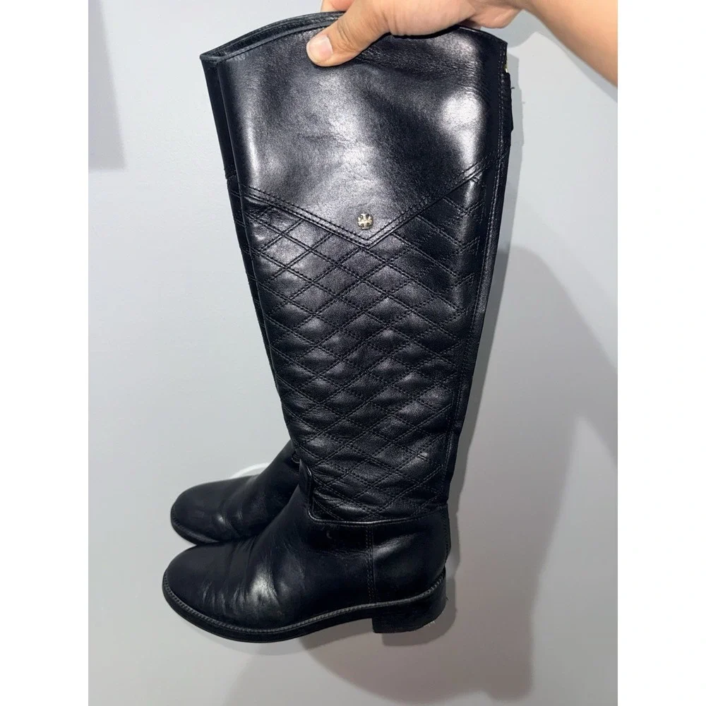 Tory Burch Claremont Quilted Black‎ High Boot Women's Size 6.5 M Designer